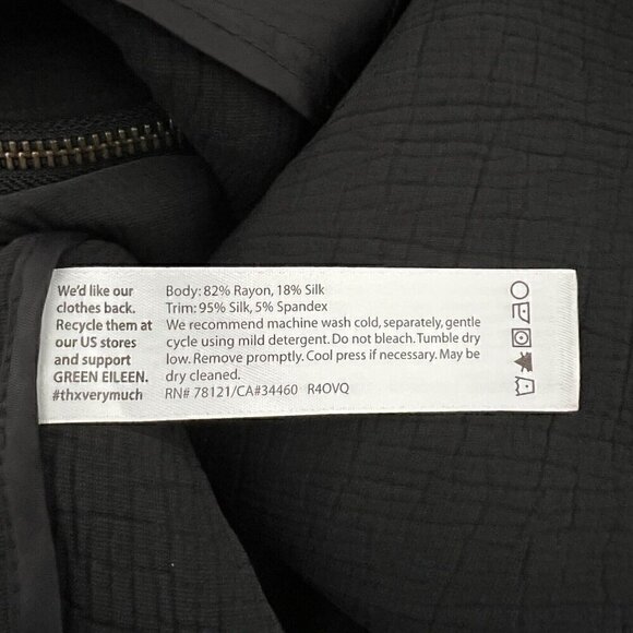 Eileen Fisher Women's Bomber Jacket Size XL Lagenlook Black Textured Silk Blend - Picture 3 of 9